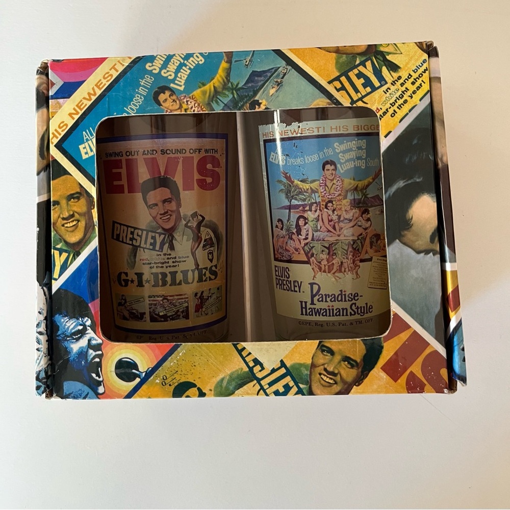 Elvis Presley Set of 2 16 oz Pub Glasses Elvis ‘69 2010 Decorative box Collector
